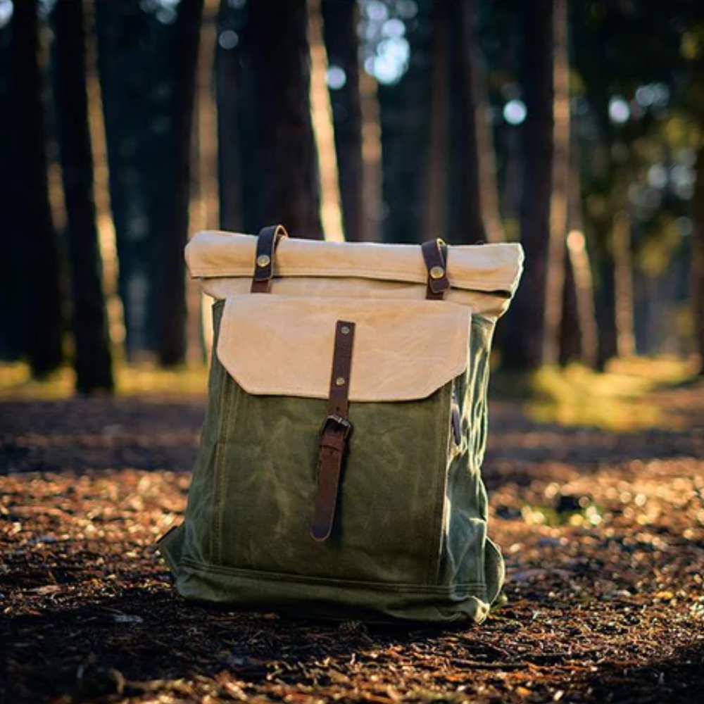 VELIN – Canvas Rolltop Rucksack Damen mit Lederdetails