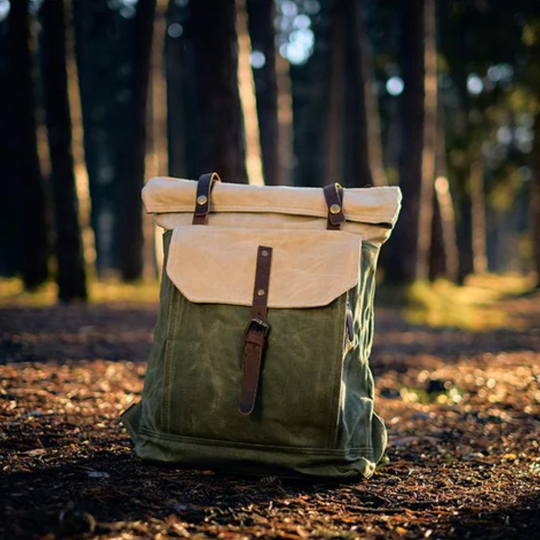 VELIN – Canvas Rolltop Rucksack Damen mit Lederdetails