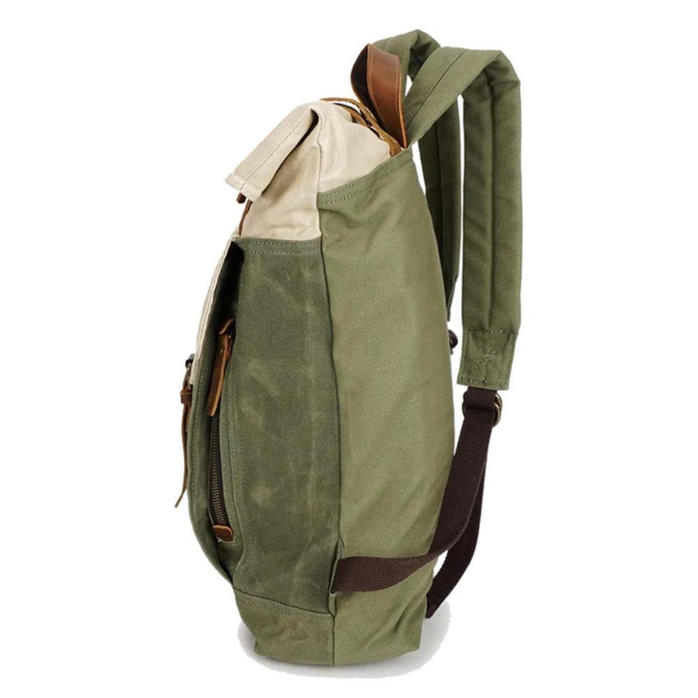 VELIN – Canvas Rolltop Rucksack Damen mit Lederdetails