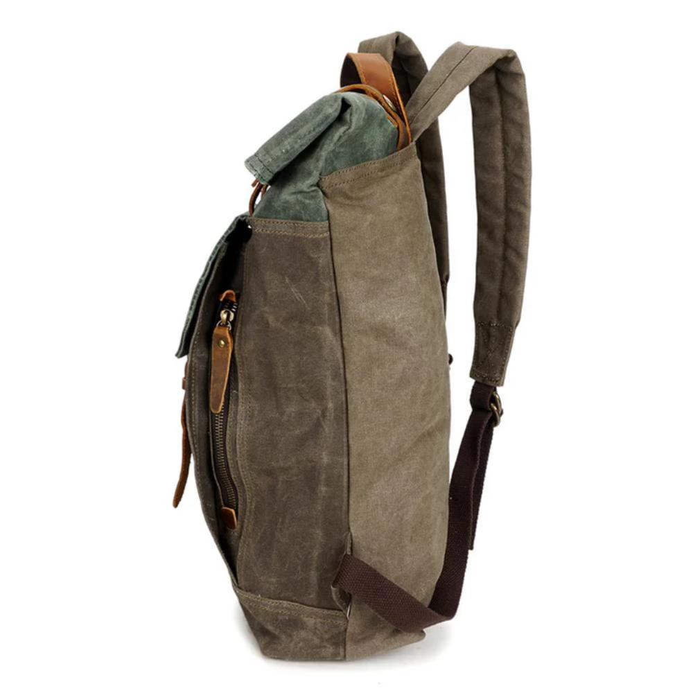 VELIN – Canvas Rolltop Rucksack Damen mit Lederdetails