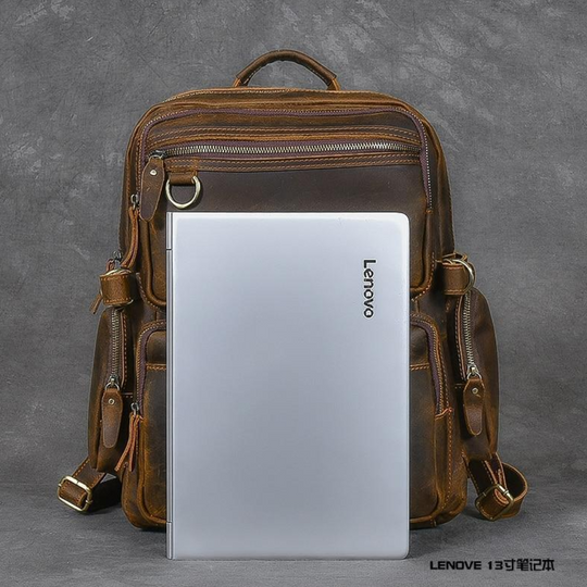 BASEL - Brauner Lederrucksack