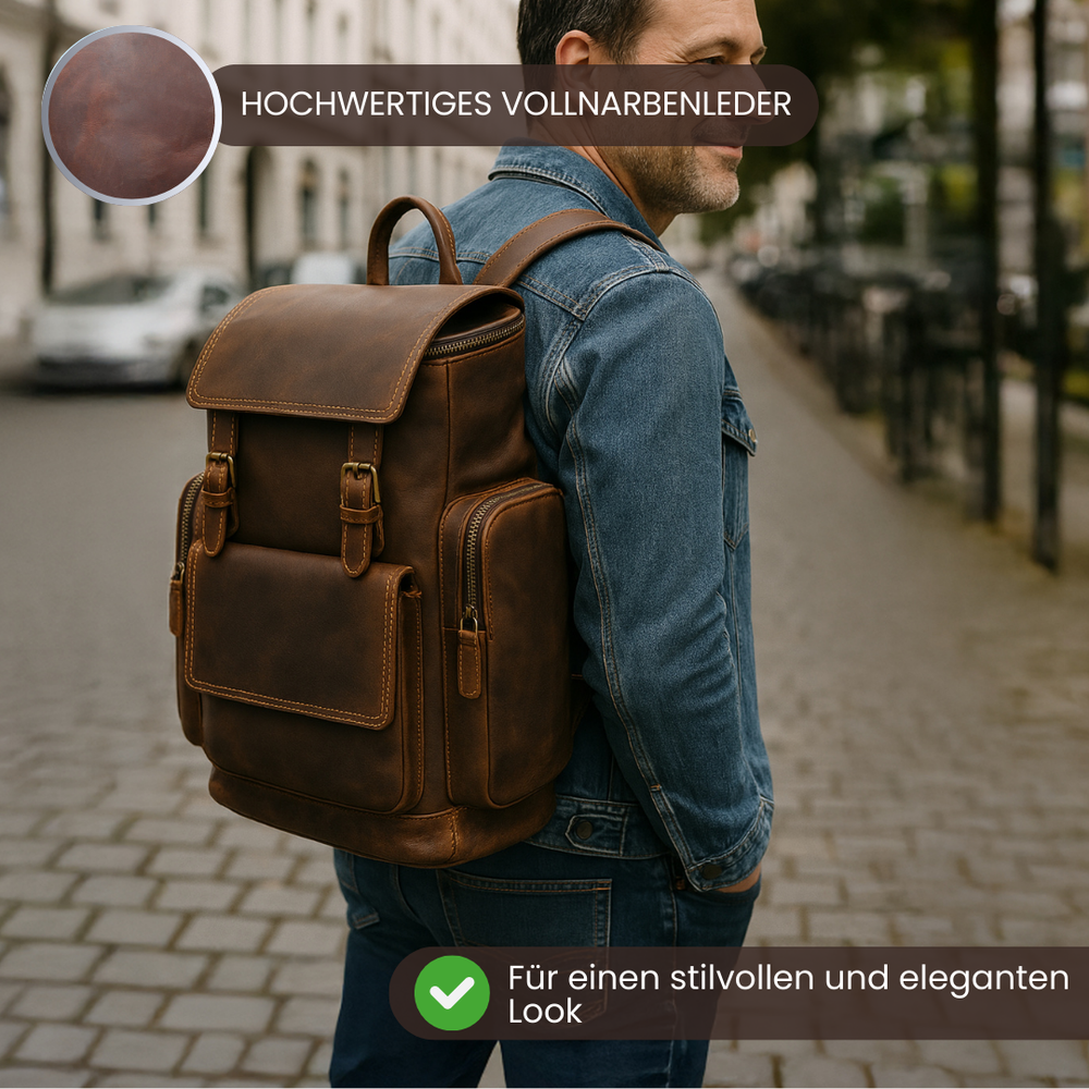 Leder Laptop-Rucksack | Alexander