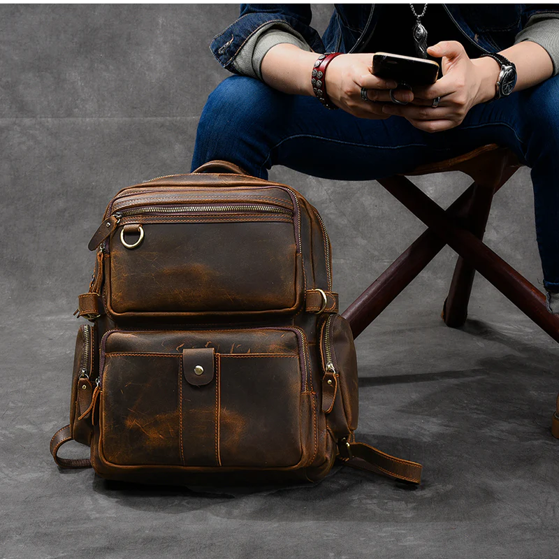 Ein robuster Lederrucksack mit Vintage-Einflüssen