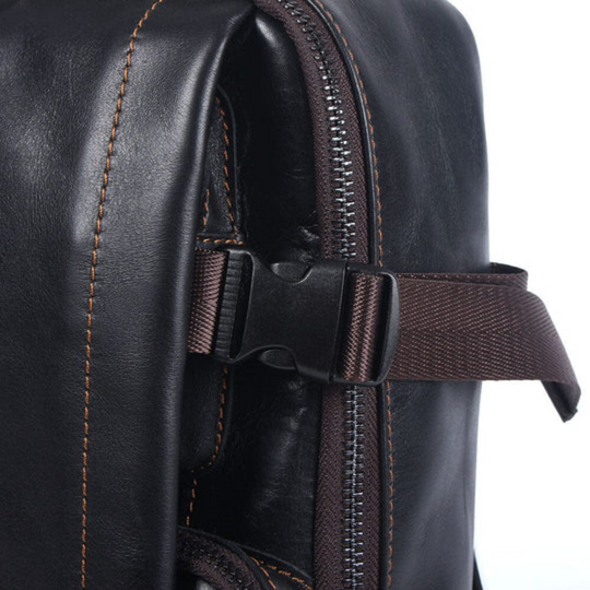 Herren Schwarzer Leder Rucksack | Maximilian