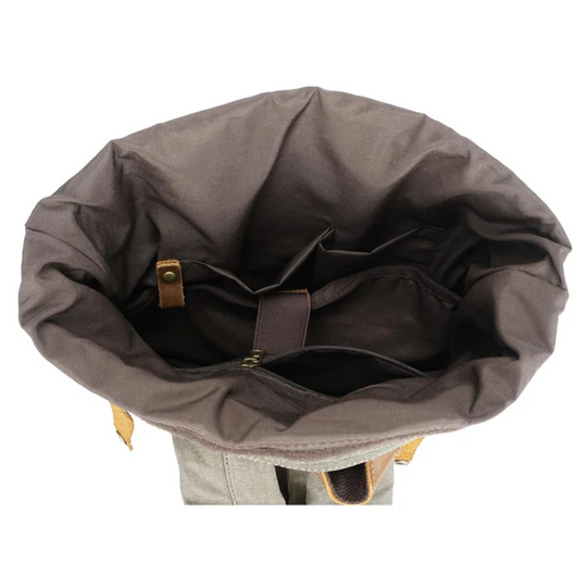 VELIN – Canvas Rolltop Rucksack Damen mit Lederdetails