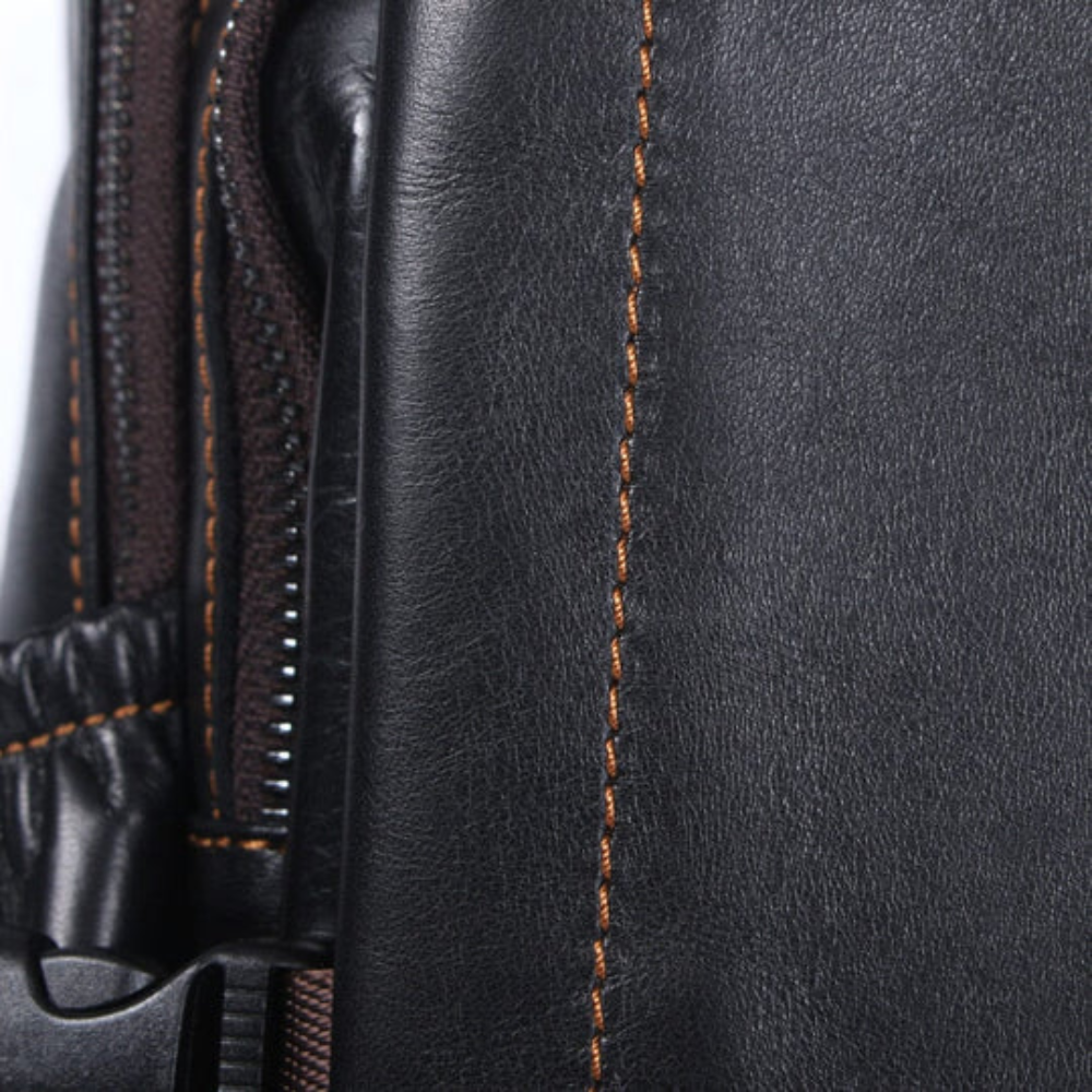 Herren Schwarzer Leder Rucksack | Maximilian