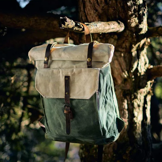 VELIN – Canvas Rolltop Rucksack Damen mit Lederdetails