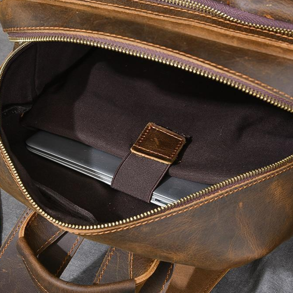 BASEL - Brauner Lederrucksack