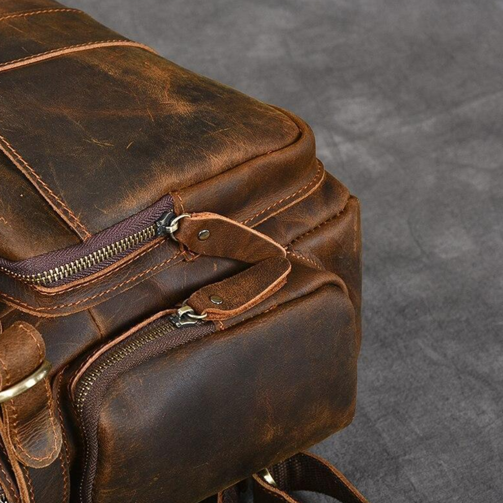 BASEL - Brauner Lederrucksack