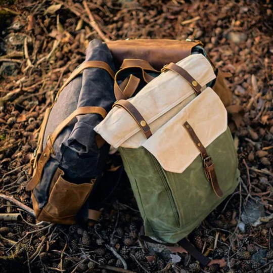 VELIN – Canvas Rolltop Rucksack Damen mit Lederdetails