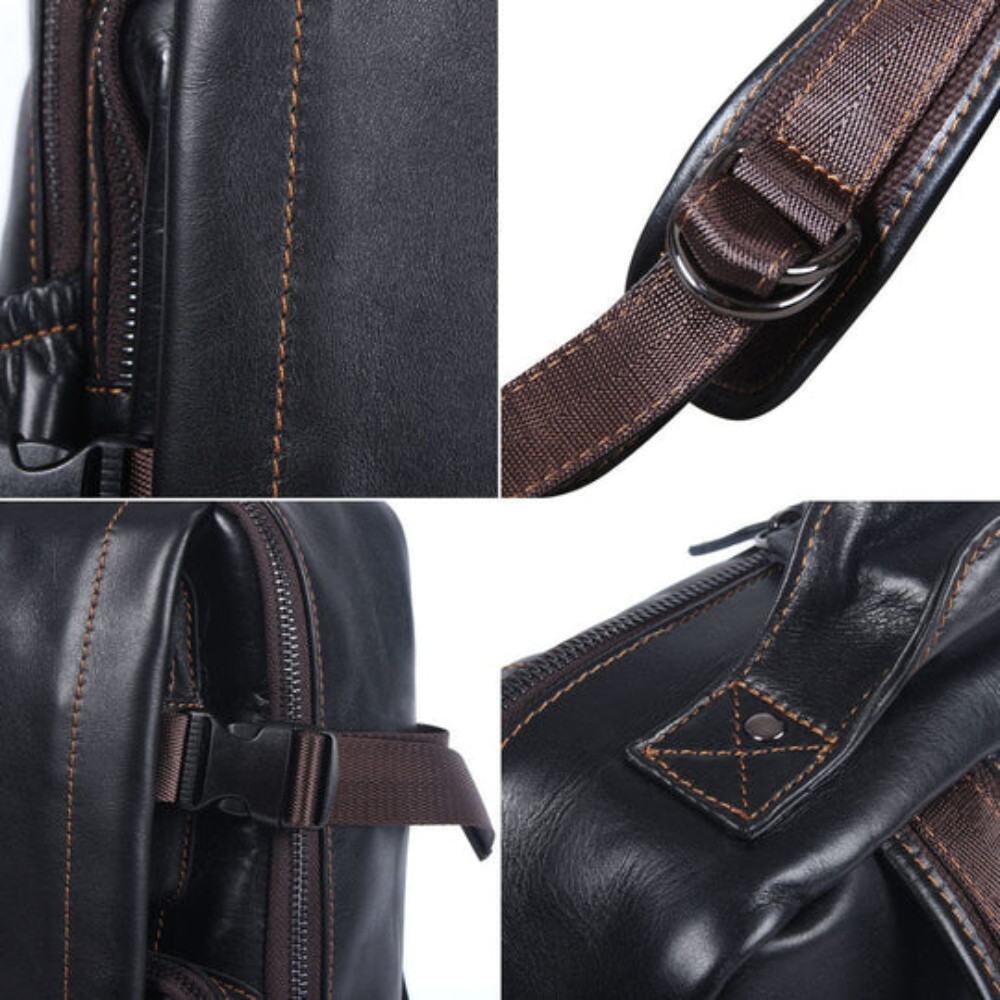 Herren Schwarzer Leder Rucksack | Maximilian