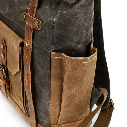 ROVIK – Waxed Canvas Rolltop Rucksack mit Leder (Unisex)