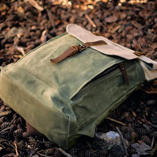VELIN – Canvas Rolltop Rucksack Damen mit Lederdetails