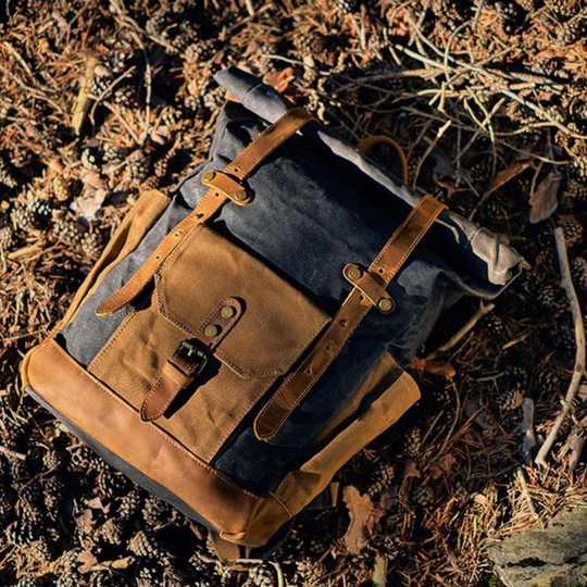 ROVIK – Waxed Canvas Rolltop Rucksack mit Leder (Unisex)