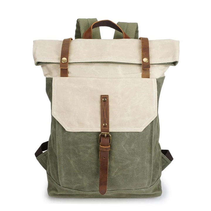 VELIN – Canvas Rolltop Rucksack Damen mit Lederdetails
