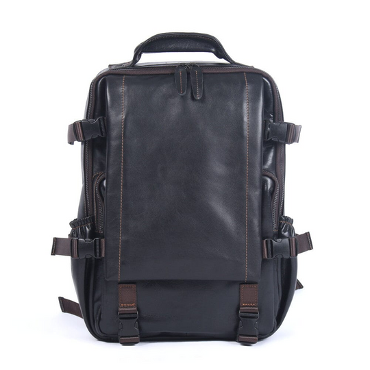 Herren Schwarzer Leder Rucksack | Maximilian
