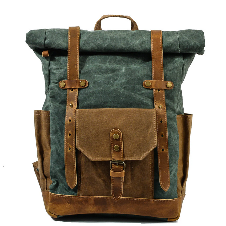ROVIK – Waxed Canvas Rolltop Rucksack mit Leder (Unisex)
