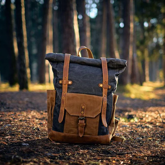ROVIK – Waxed Canvas Rolltop Rucksack mit Leder (Unisex)