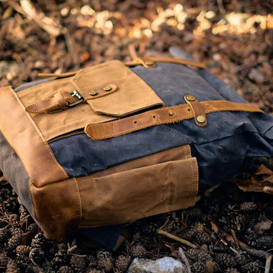 ROVIK – Waxed Canvas Rolltop Rucksack mit Leder (Unisex)