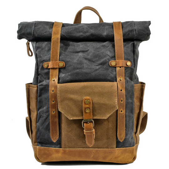 ROVIK – Waxed Canvas Rolltop Rucksack mit Leder (Unisex)