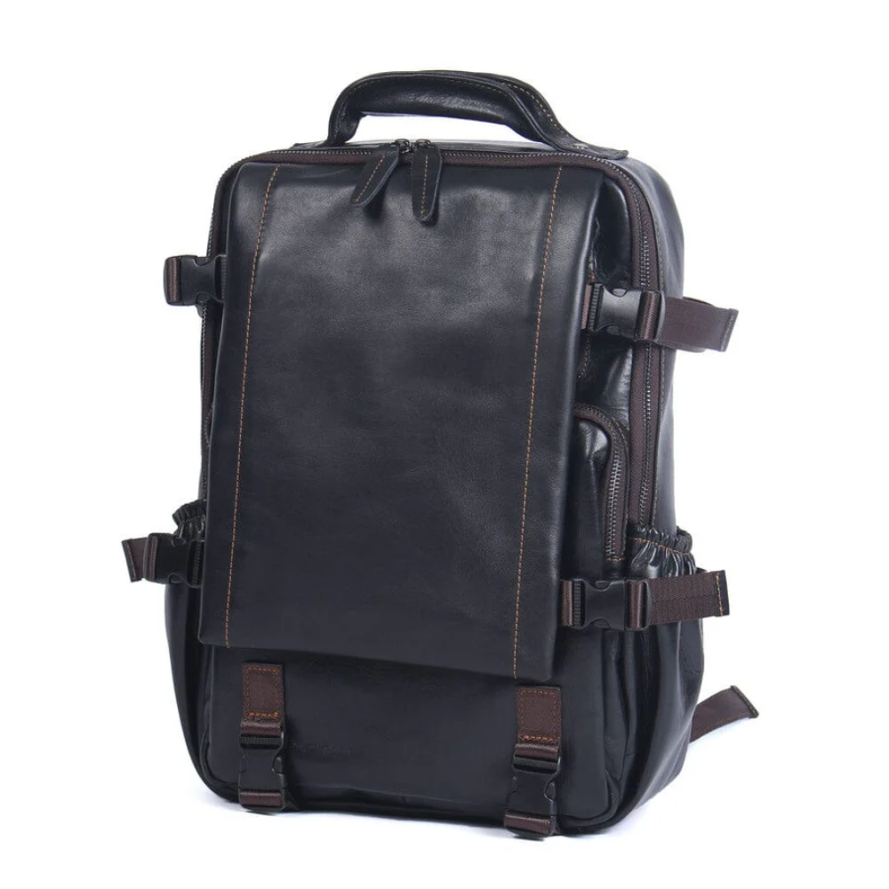 Herren Schwarzer Leder Rucksack | Maximilian
