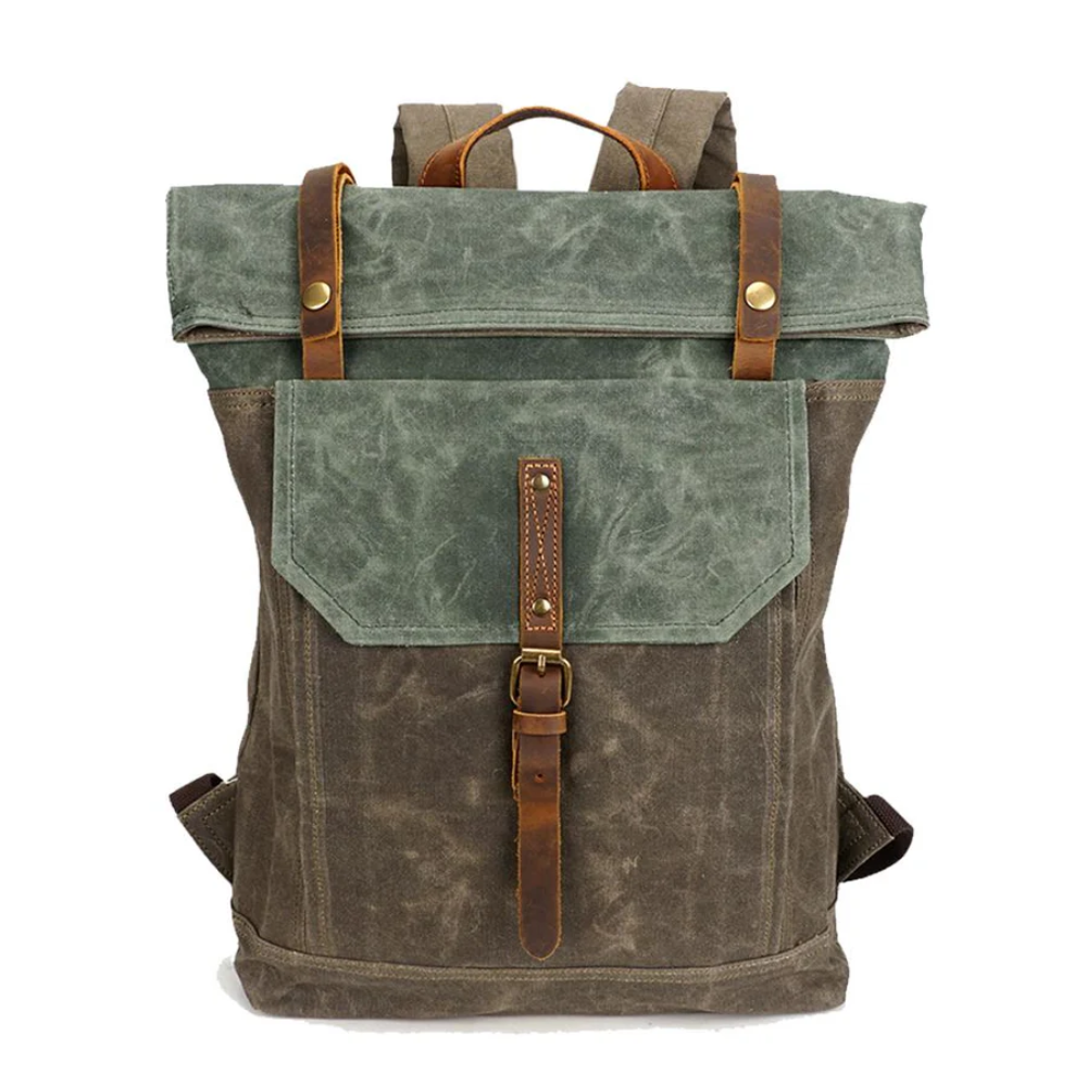 VELIN – Canvas Rolltop Rucksack Damen mit Lederdetails