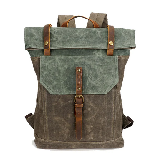VELIN – Canvas Rolltop Rucksack Damen mit Lederdetails