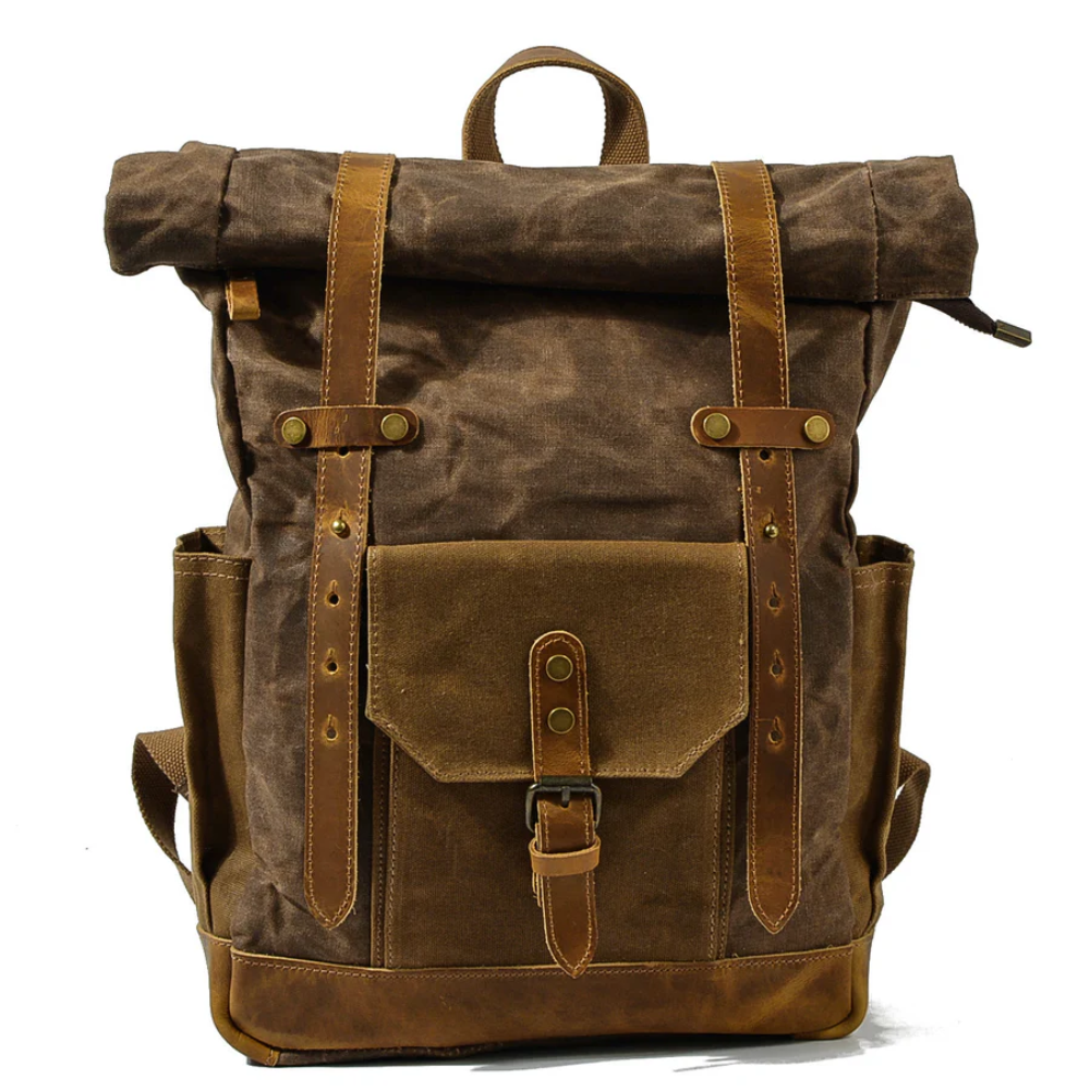 ROVIK – Waxed Canvas Rolltop Rucksack mit Leder (Unisex)