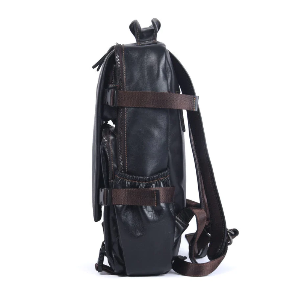 Herren Schwarzer Leder Rucksack | Maximilian