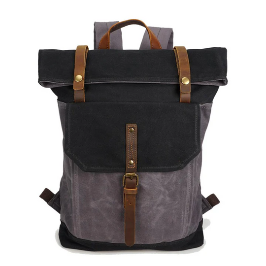 VELIN – Canvas Rolltop Rucksack Damen mit Lederdetails