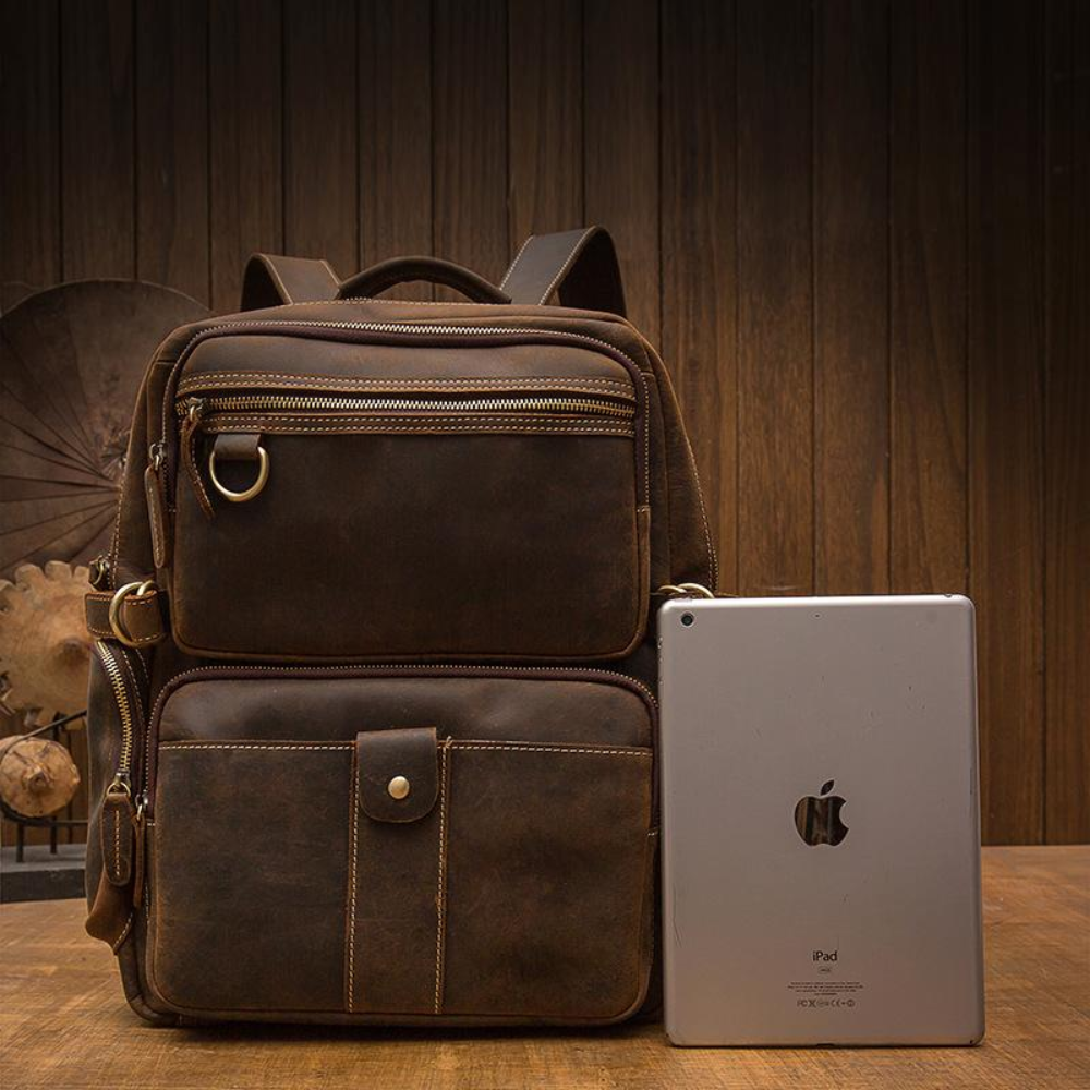 BASEL - Brauner Lederrucksack