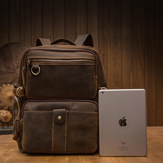BASEL - Brauner Lederrucksack