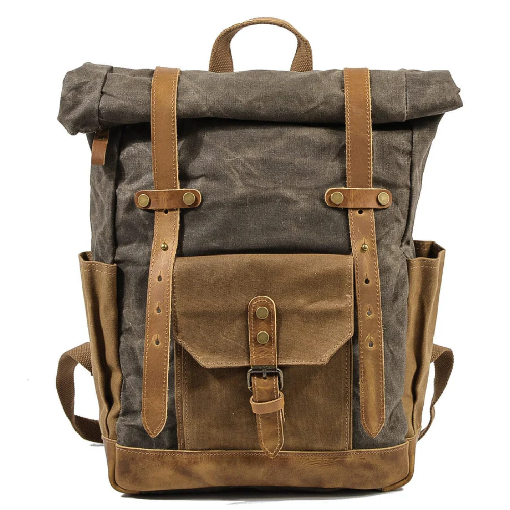 ROVIK – Waxed Canvas Rolltop Rucksack mit Leder (Unisex)