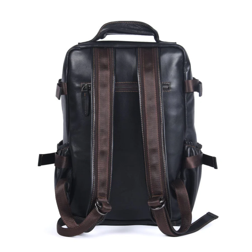 Herren Schwarzer Leder Rucksack | Maximilian