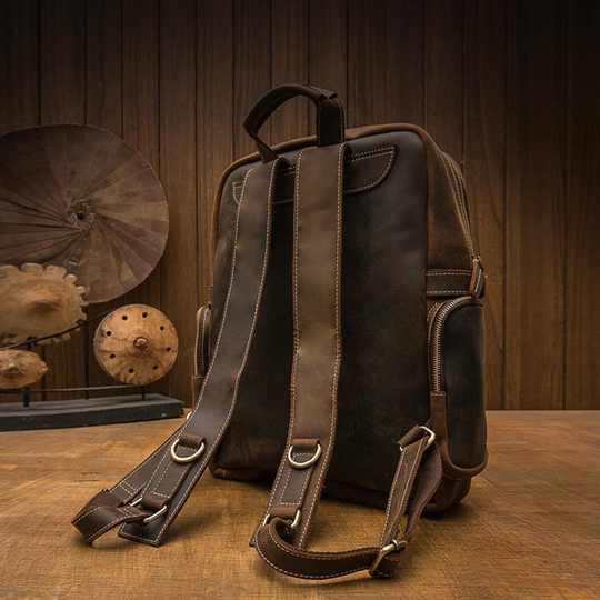 BASEL - Brauner Lederrucksack