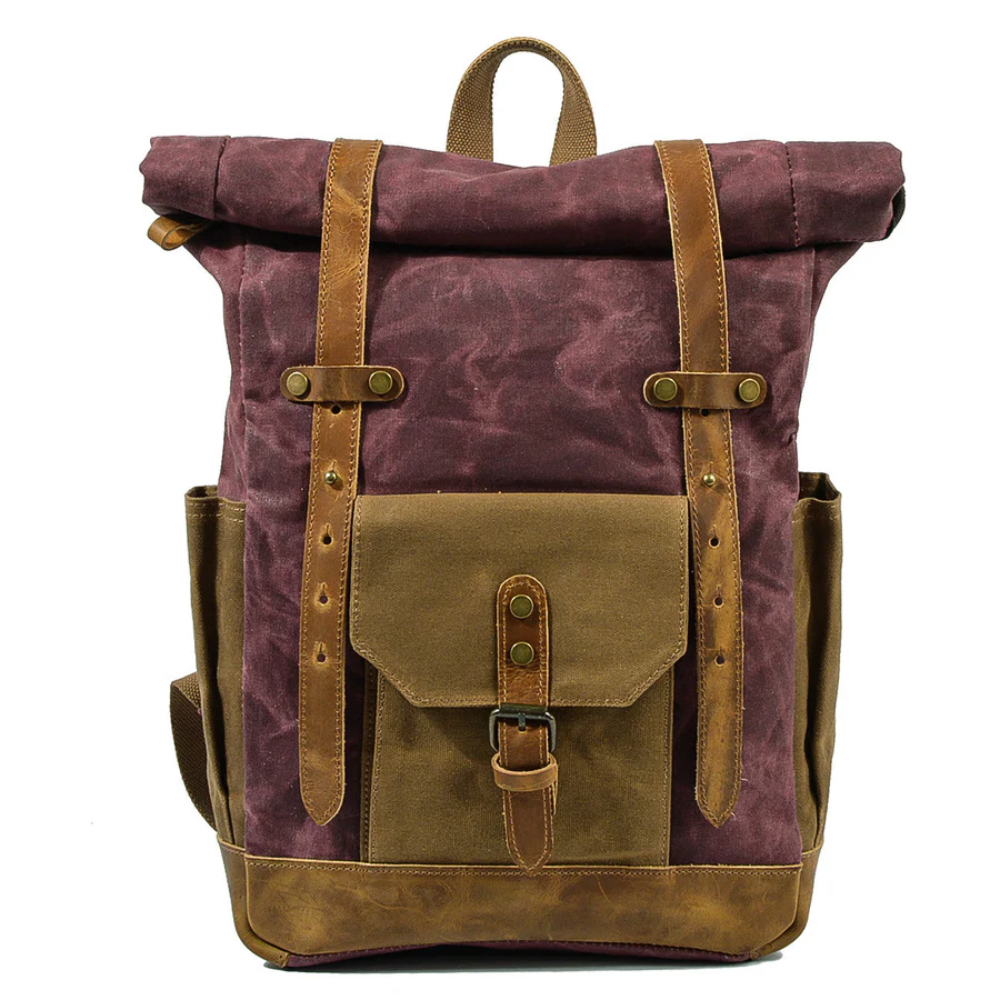 ROVIK – Waxed Canvas Rolltop Rucksack mit Leder (Unisex)
