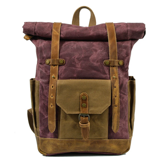 ROVIK – Waxed Canvas Rolltop Rucksack mit Leder (Unisex)