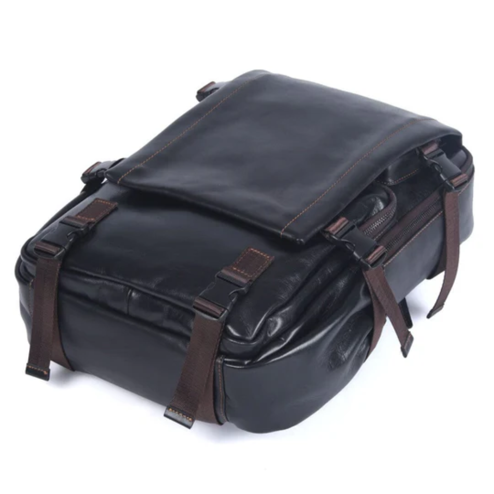 Herren Schwarzer Leder Rucksack | Maximilian