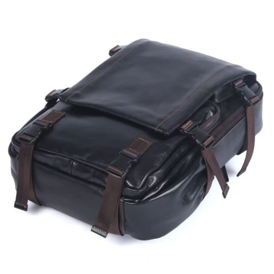 Herren Schwarzer Leder Rucksack | Maximilian