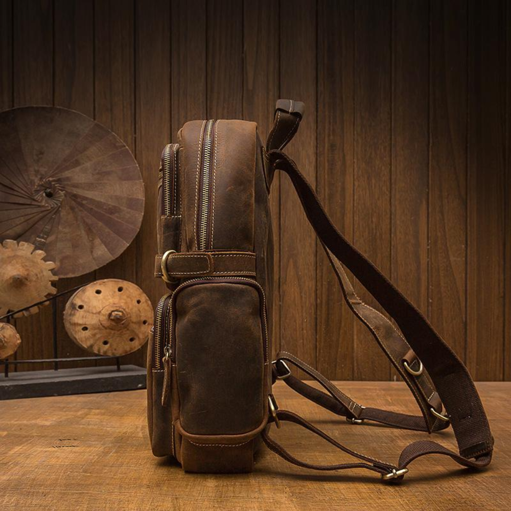BASEL - Brauner Lederrucksack