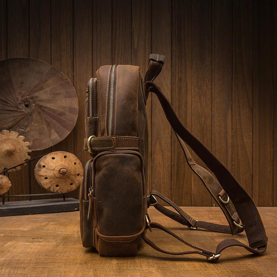 BASEL - Brauner Lederrucksack