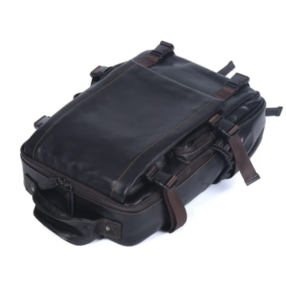 Herren Schwarzer Leder Rucksack | Maximilian