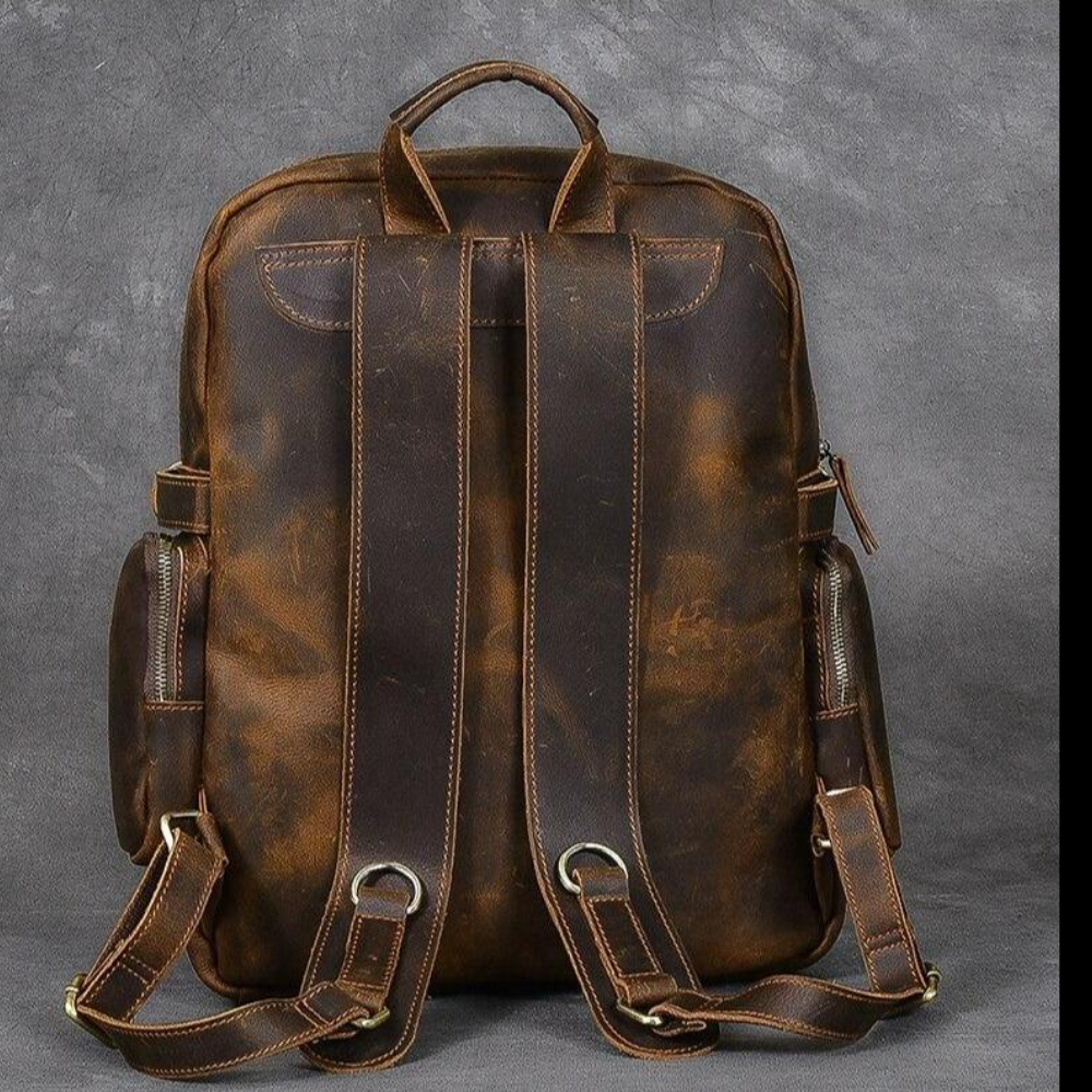 BASEL - Brauner Lederrucksack