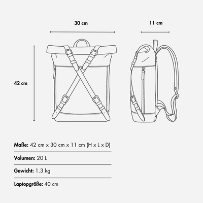 WEXEN – Canvas Rucksack mit Kreuzgurten