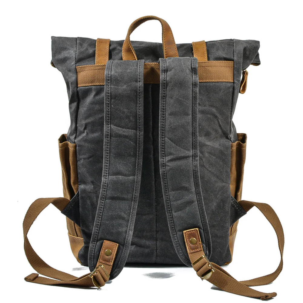 ROVIK – Waxed Canvas Rolltop Rucksack mit Leder (Unisex)