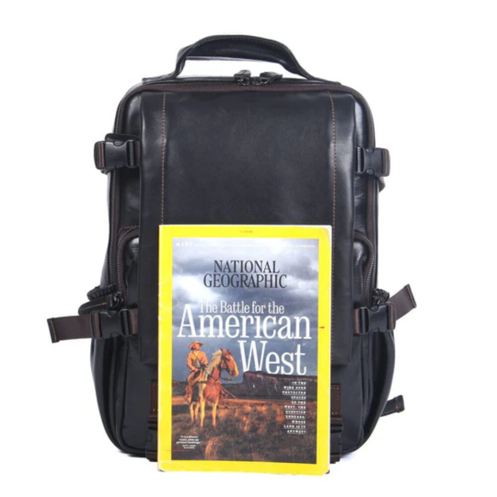 Herren Schwarzer Leder Rucksack | Maximilian
