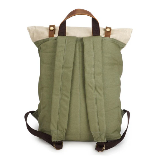 VELIN – Canvas Rolltop Rucksack Damen mit Lederdetails