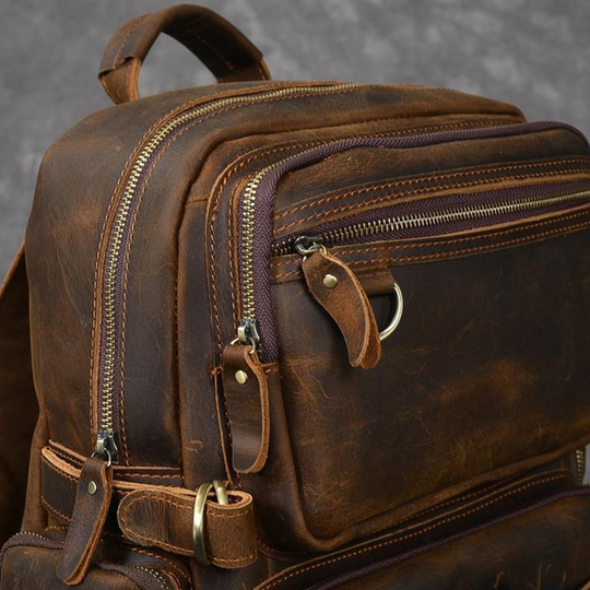 BASEL - Brauner Lederrucksack