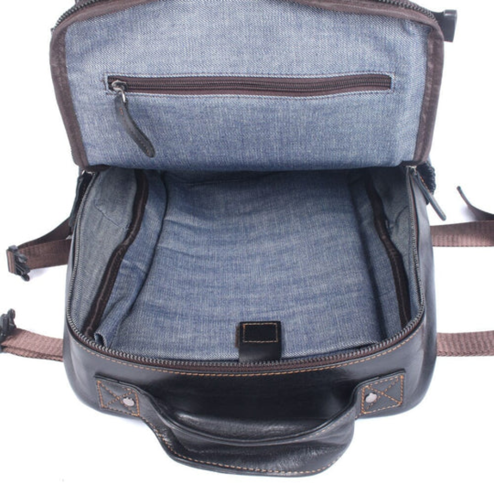 Herren Schwarzer Leder Rucksack | Maximilian