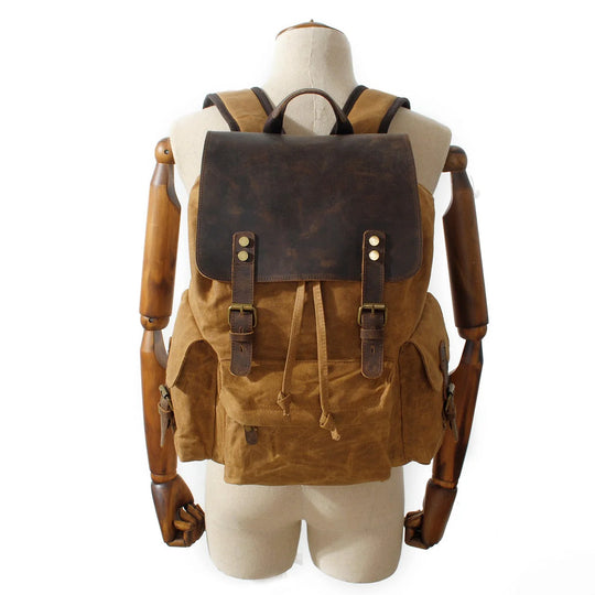 ALVAR – Vintage Canvas Rucksack Herren mit Lederklappe